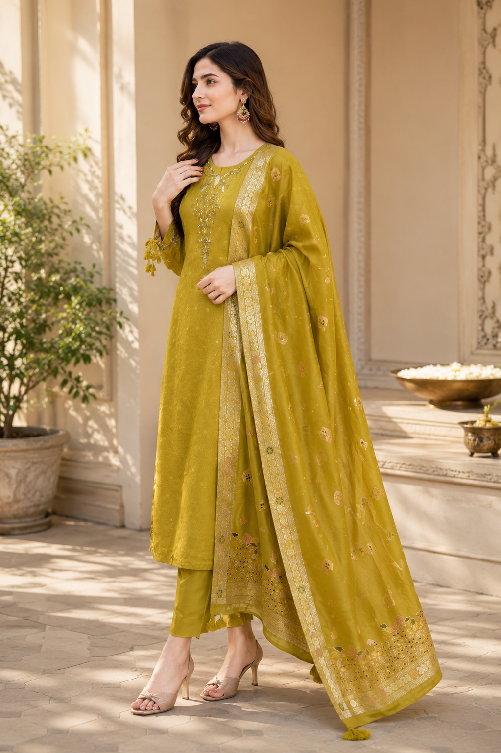 Silk Green Suit Set