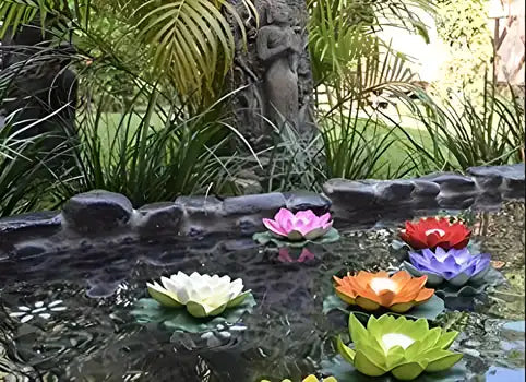 Flameless Lotus Flower Water Sensor Led Diyas (Pack of 6)
