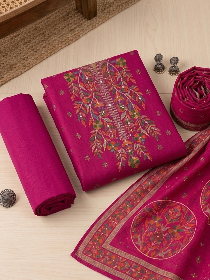 Unstiched Muslin Silk Suit Set