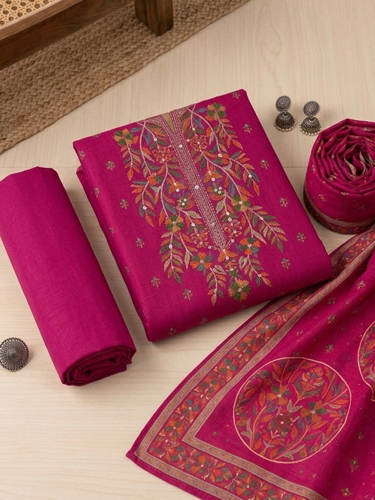 Unstiched Muslin Silk Suit Set