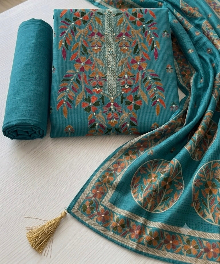 Unstiched Muslin Silk Suit Set