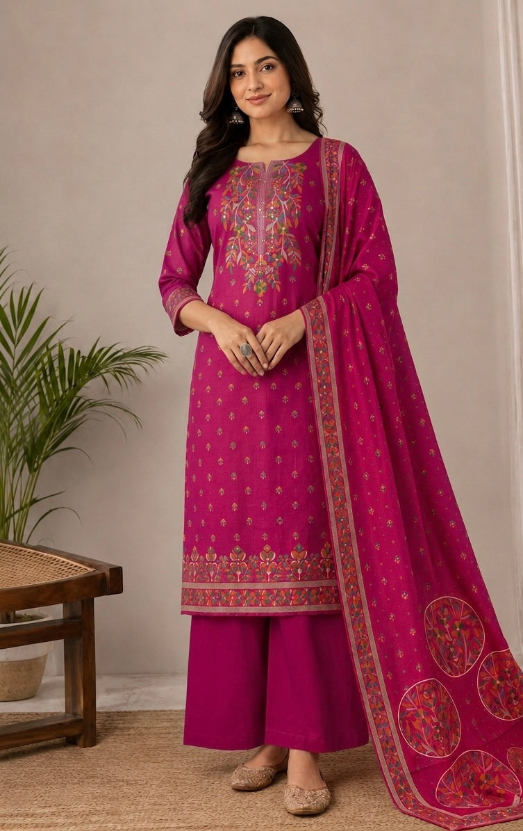 Unstiched Muslin Silk Suit Set