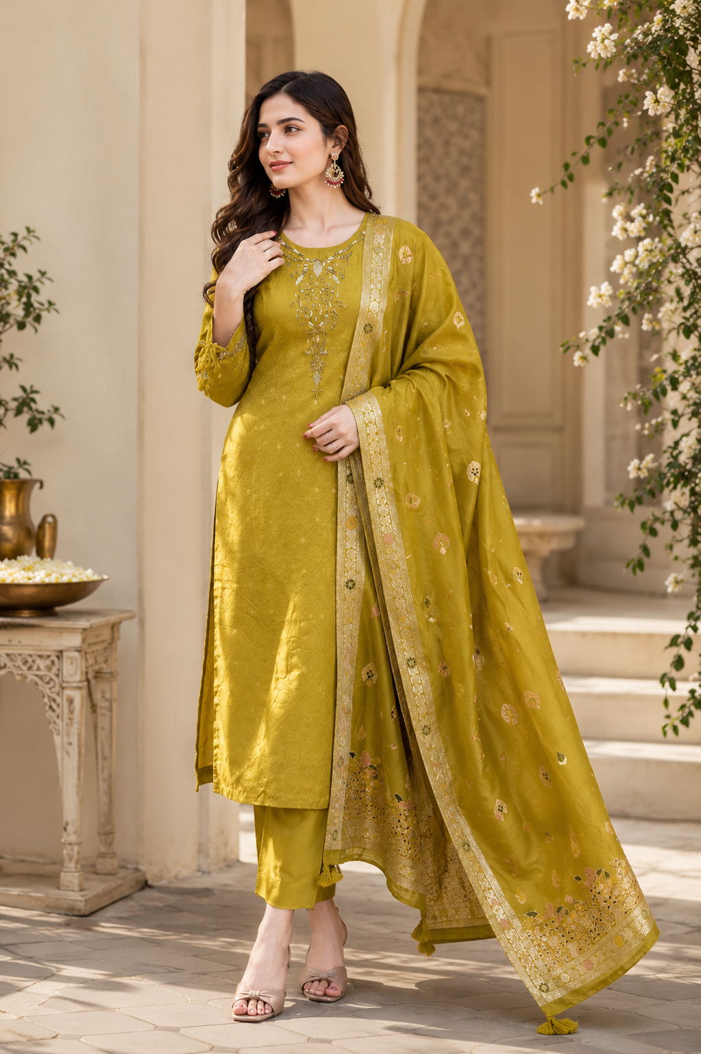 Silk Green Suit Set