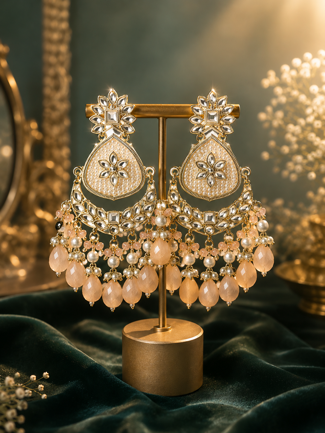 Long Flower Jhumka oval