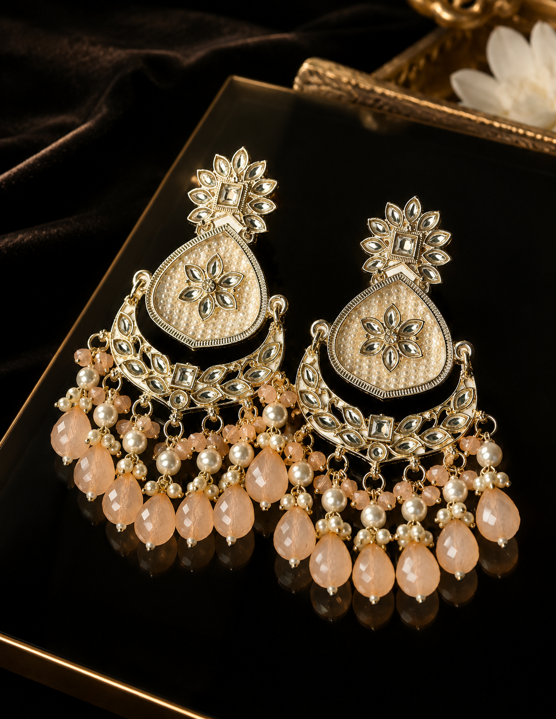 Long Flower Jhumka oval