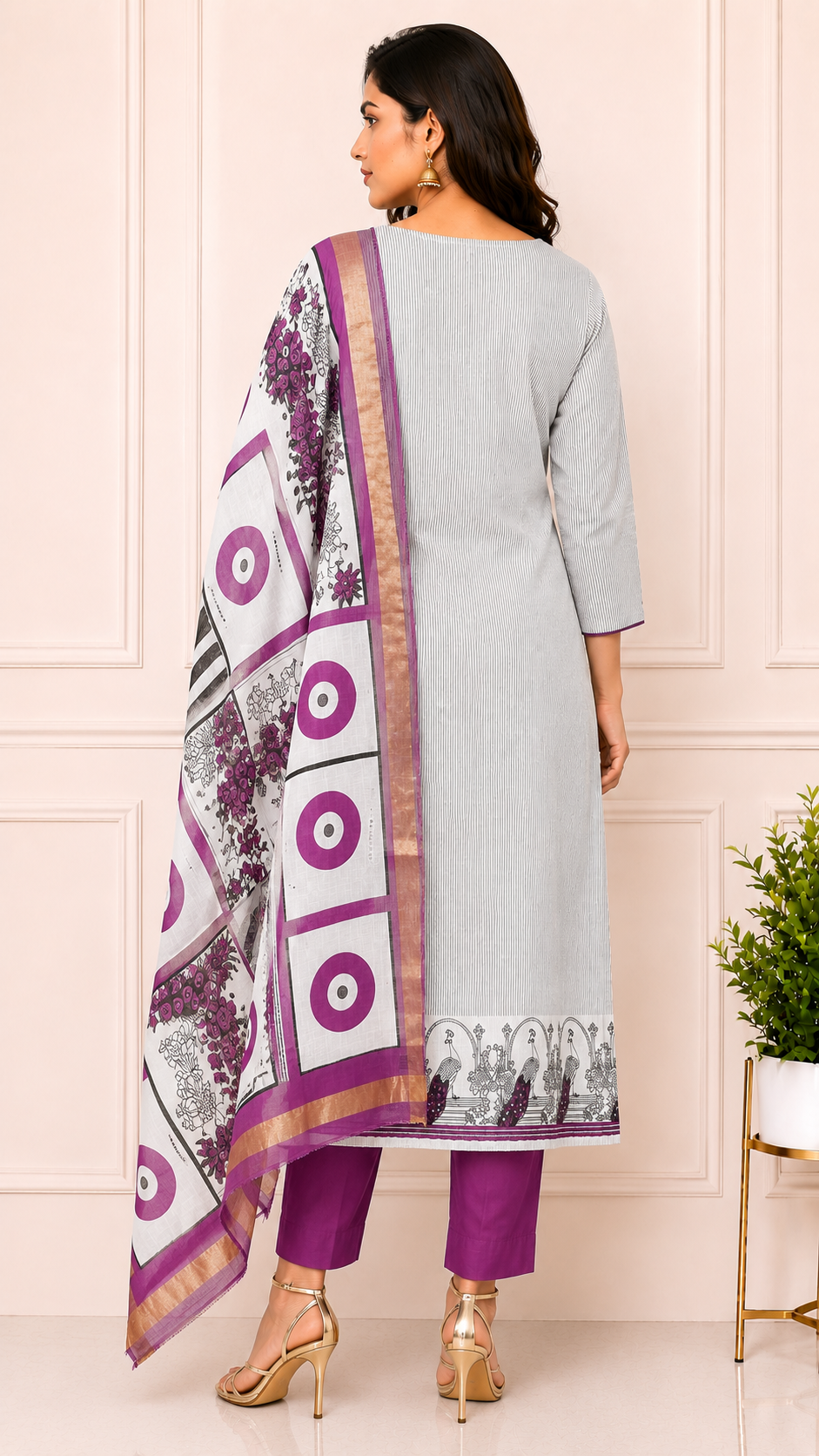 Unstiched Geometric Print Cotton Suit Set