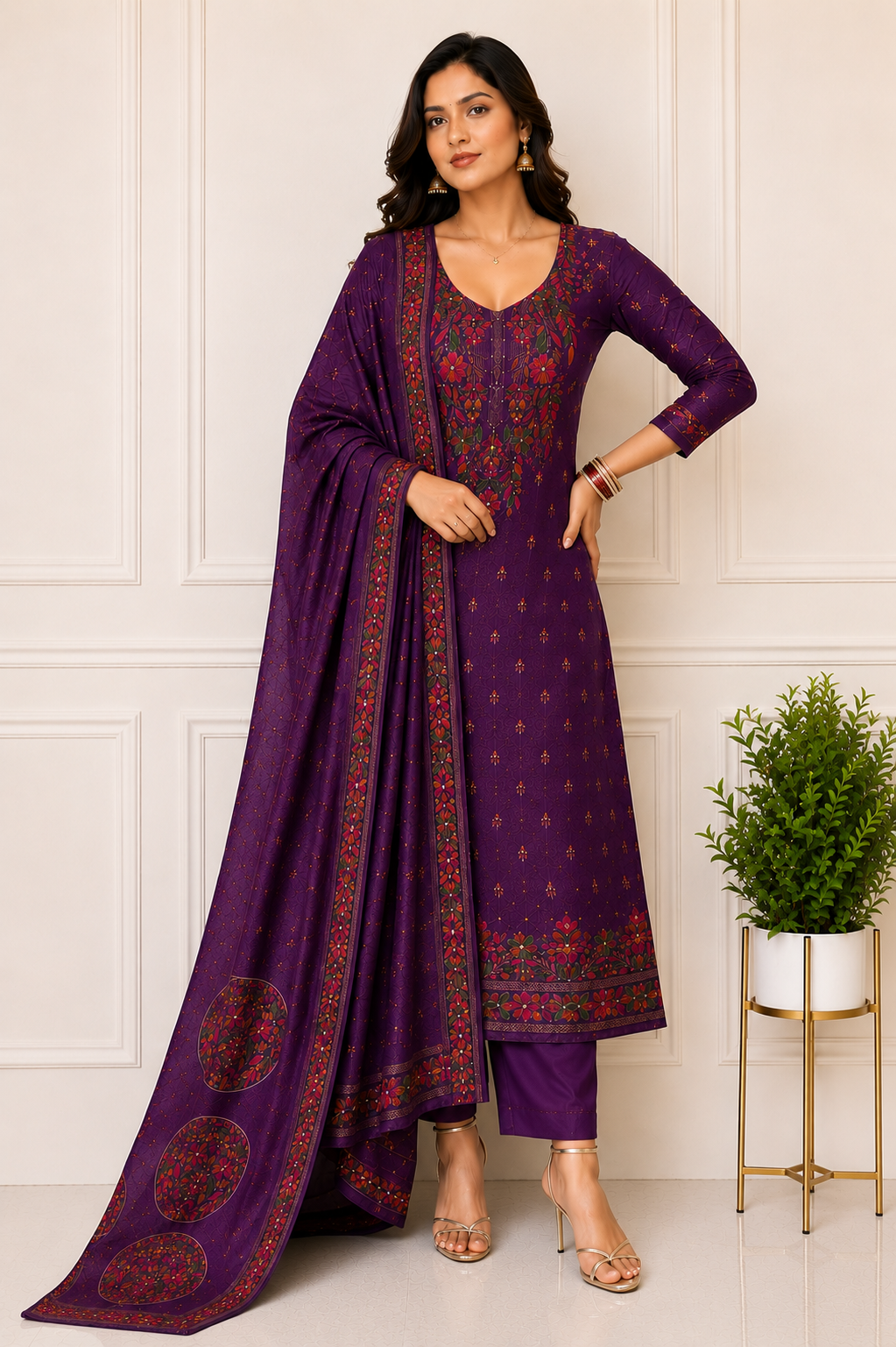 Unstiched Muslin Silk Suit Set