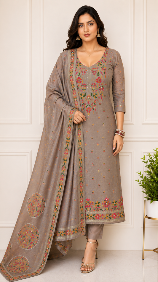 Unstiched Muslin Silk Suit Set