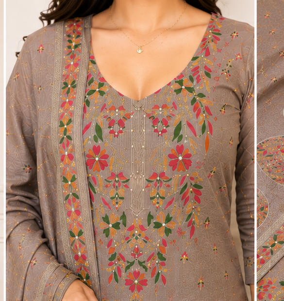 Unstiched Muslin Silk Suit Set