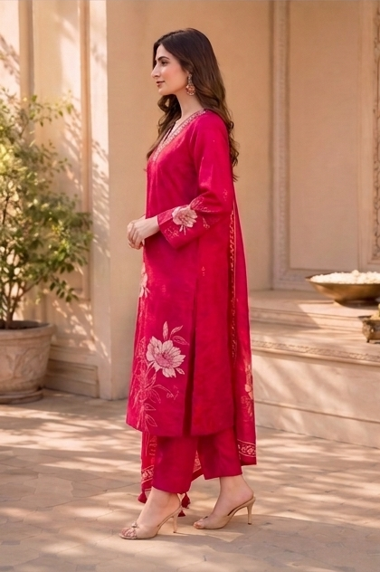 Pink V Sequence Suit Set