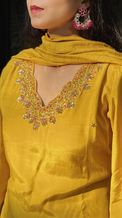 Mustard Silk Suit Set