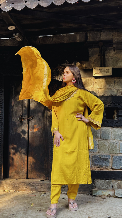 Mustard Silk Suit Set